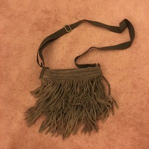 Suede fringe crossbody purse